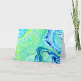 Tarjeta Blue Green Seascape Acrylic Fluid Art
