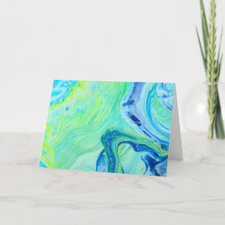 Tarjeta Blue Green Seascape Acrylic Fluid Art