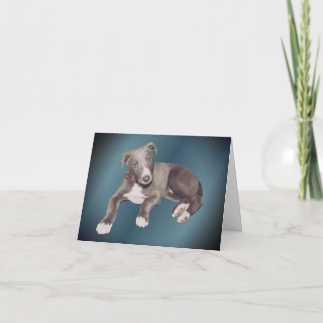 Tarjeta Blue Greyhound Puppy Dog Personalized Note (Anverso)