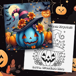 Tarjeta Blue Halloween Pumpkin & Color Me 