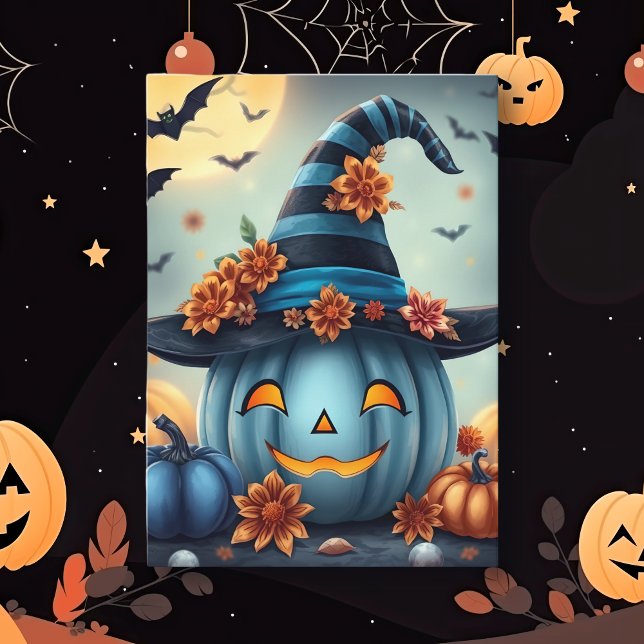 Tarjeta Blue Halloween Pumpkin Jack-o-lantern (Subido por el creador)