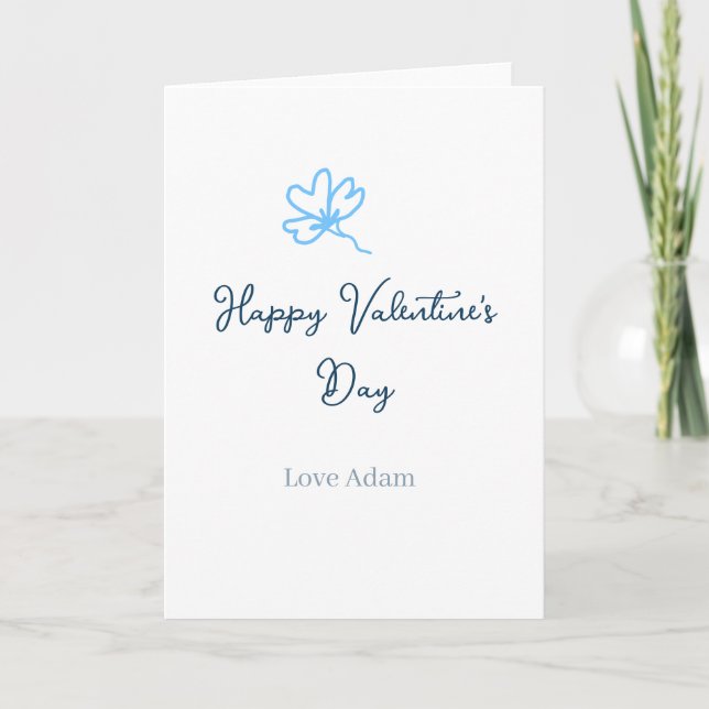 Tarjeta Blue happy Valentine's day love name flower rustic (Anverso)