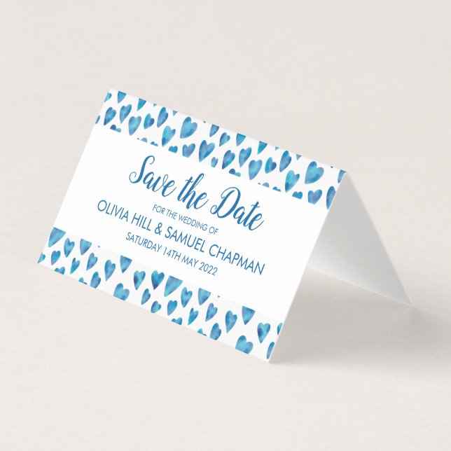 Tarjeta Blue Heart Save the Date (Anverso)