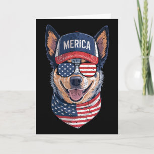 Tarjeta Blue Heeler 4 de julio bandera estadounidense de E