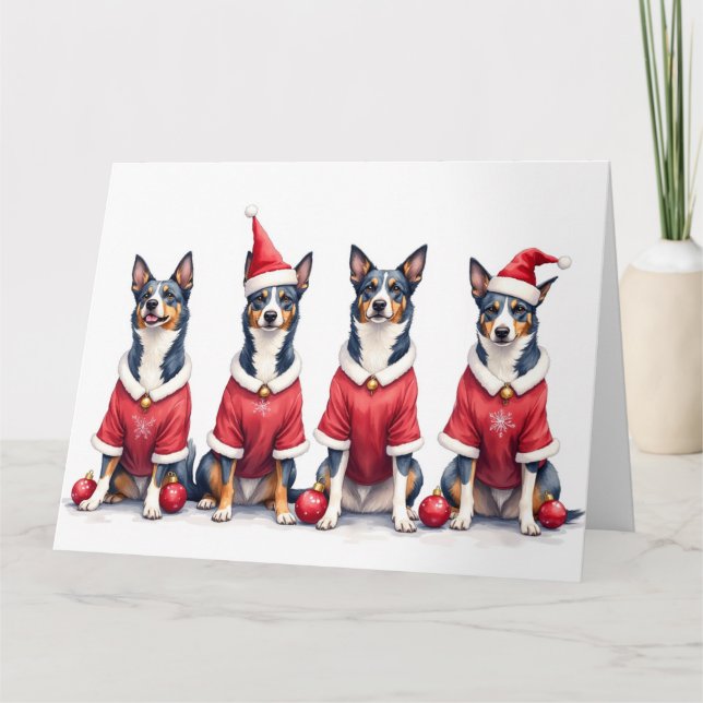 Tarjeta Blue Heeler Christmas Dress Santa Hat (Anverso)