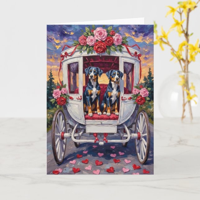 Tarjeta Blue Heeler Dog Valentine's Day (flor amarilla)