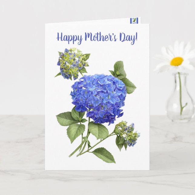 Tarjeta Blue Hydrangea Floral Art Día de la Madre (Planta pequeña)
