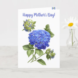 Tarjeta Blue Hydrangea Floral Art Día de la Madre