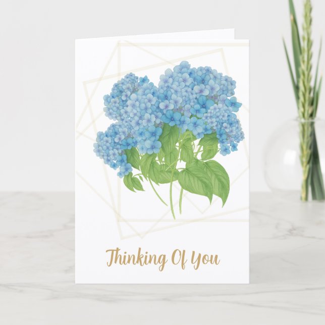 Tarjeta Blue Hydrangea Floral | Custom Thinking of You Car (Anverso)