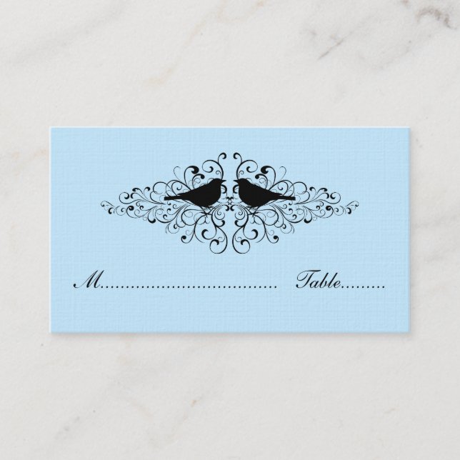 Tarjeta Blue Love Bird Swirls Place (Anverso)