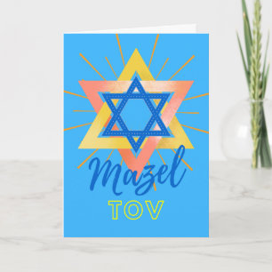 Tarjeta Blue Mazel Tov Audaz Estrella de David