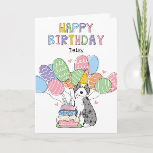 Tarjeta Blue Merle Aussiedoodle Perro Feliz Cumpleaños