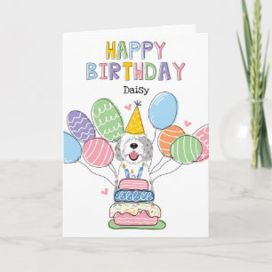 Tarjeta Blue Merle Sheepadoodle Dog Happy Birday