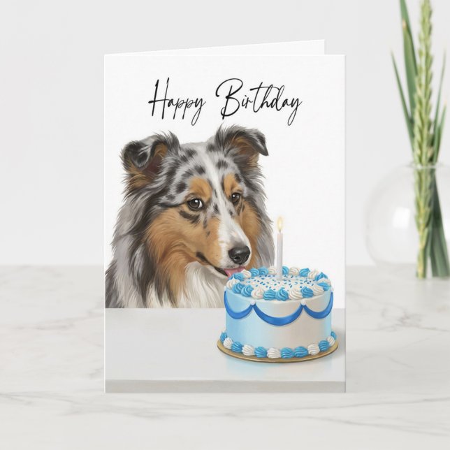 Tarjeta Blue Merle Sheltie Cake Inspector (Anverso)