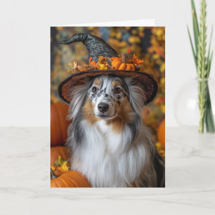 Tarjeta Blue Merle Sheltie Halloween