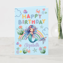 Tarjeta Blue Mermaid Birthday Card in Blue