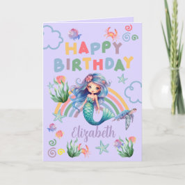 Tarjeta Blue Mermaid Birthday Card in Purple