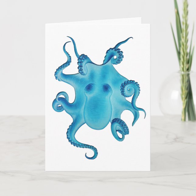 Tarjeta Blue Octopus Friend Birthday Card Kraken Sea Ocean (Anverso)