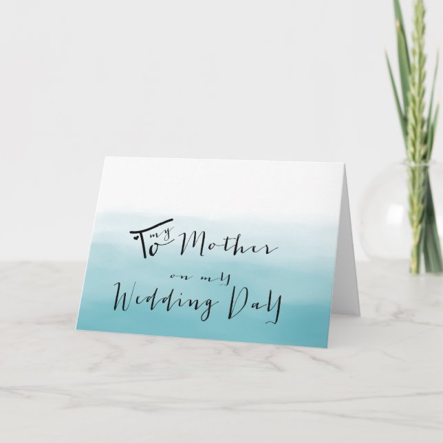 Tarjeta Blue Ombre - A Mi Madre el Día de Mi Boda (Anverso)