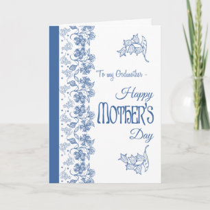 Tarjeta Blue on White Floral Mother's Day Card, padrina