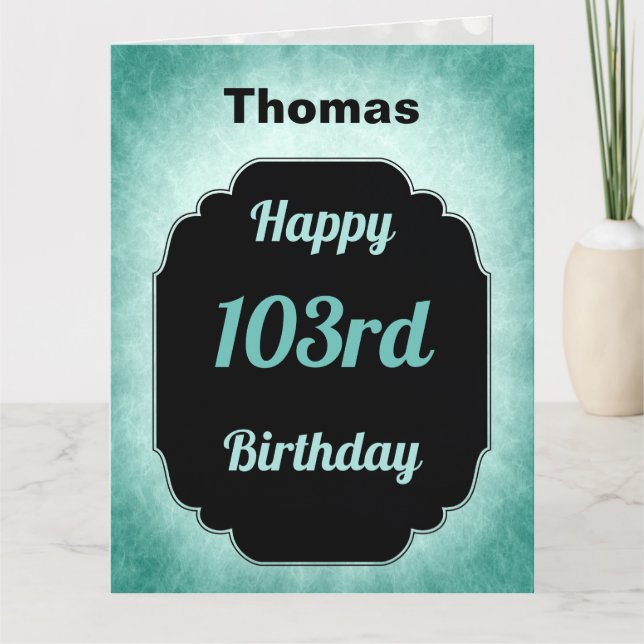 Tarjeta Blue personalized Happy 103rd Birthday (Anverso)