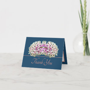 Tarjeta Blue Pink Exotic White Orchid Bouquet