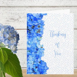 Tarjeta Blue Polka Dot Blue Hydrangea Pensando en ti