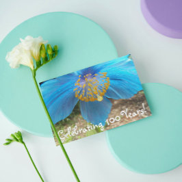 Tarjeta Blue Poppy 100 años cumpleaños floral