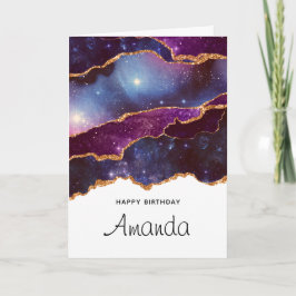 Tarjeta Blue & Purple Space & Stars: Cumpleaños de la edad