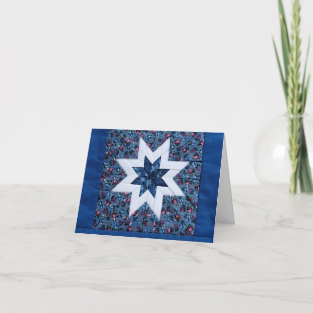 Tarjeta blue quilt star note card (Anverso)