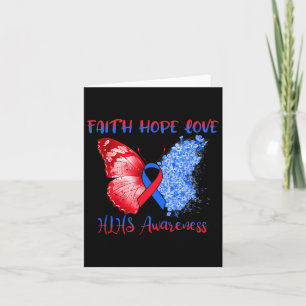 Tarjeta Blue Red Ribbon Butterfly Faith Hope Love Hlhs Awa