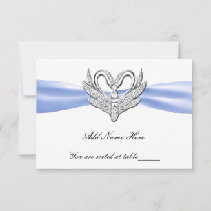 Tarjeta Blue Ribbon Silver Swans Table Place