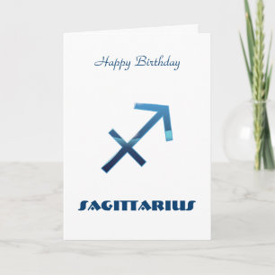 Tarjeta Blue Sagittarius Zodiac Rótulos Feliz cumpleaños