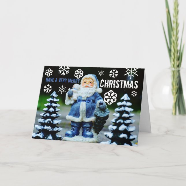 Tarjeta Blue Santa, Christmas Greeting (Anverso)