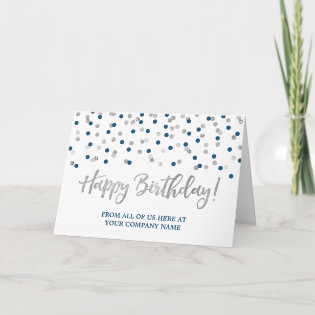 Tarjeta Blue Silver Dots Business from Group Birthday (Anverso)