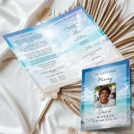 Tarjeta Blue Sky Photo Memorial Funeral Program 