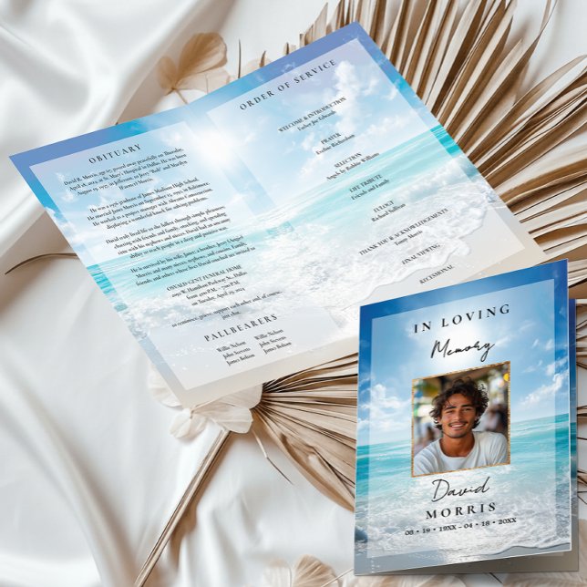 Tarjeta Blue Sky Photo Memorial Funeral Program  (Subido por el creador)