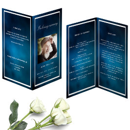 Tarjeta Blue sky silver photo elegant funeral program