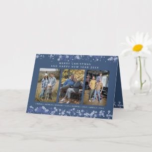 Tarjeta Blue Snowflakes Christmas Modern Collage 3 Photos
