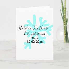 Tarjeta Blue snowflakes holiday camping house place date