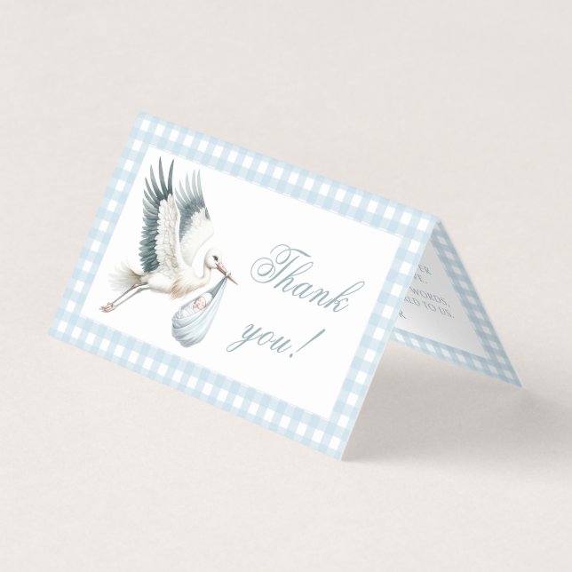 Tarjeta Blue Stork Delivery Baby Boy Shower (Anverso)