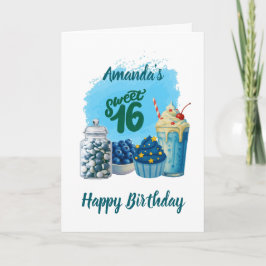 Tarjeta Blue Sweet Sixteen Birthday Card