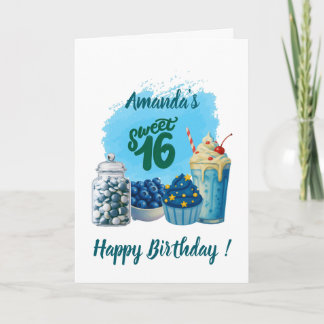 Tarjeta Blue Sweet Sixteen Birthday Card