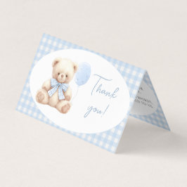 Tarjeta Blue Teddy Bear Bow Baby Shower Gracias Cartas
