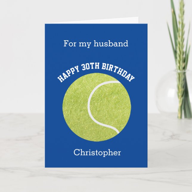 Tarjeta Blue Tennis Birthday Husband  (Anverso)