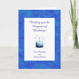 Tarjeta Blue Themed Birthday Cake With Stars 