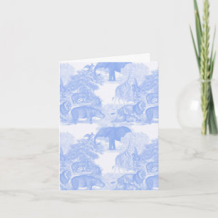 Tarjeta Blue Toile Jungle Animals Safari Chinoiserie