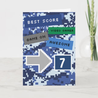 Tarjeta Blue Video Gamer 7th Birthday