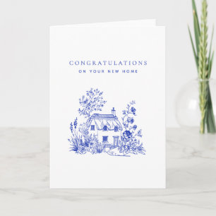Tarjeta Blue Vintage Cottage Nuevas felicitaciones para el