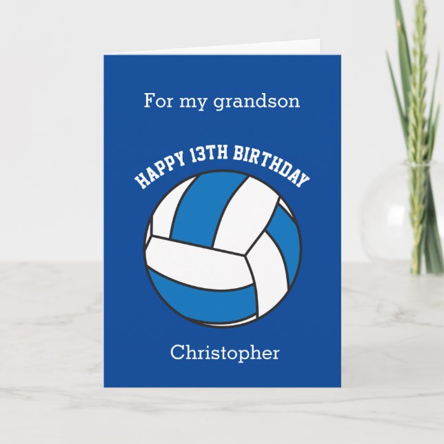 Tarjeta Blue Volleyball 13th Birthday (Anverso)